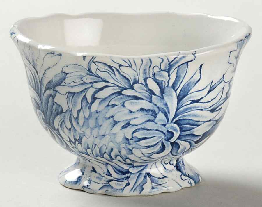 Chrysanthemum Blue Open Sugar Bowl by James Kent (England)-1