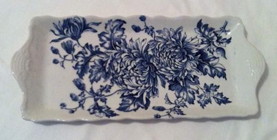 Chrysanthemum Blue Large Sandwich Tray by James Kent (England)-1