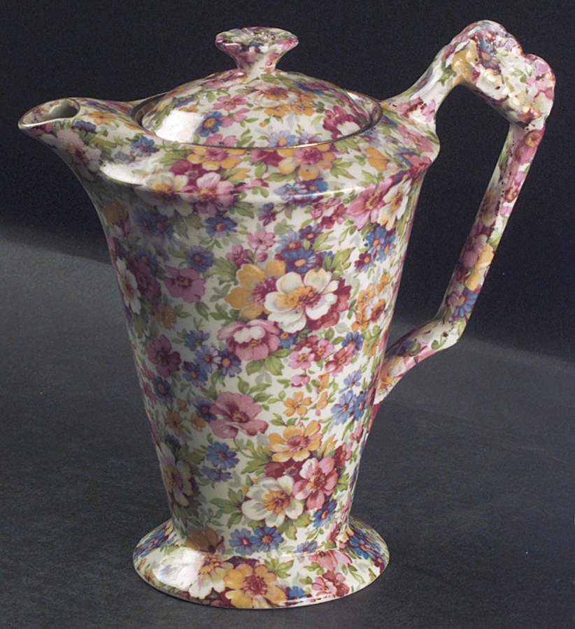 Dubarry (Old, No Globe Backstamp) Diamond Shape Coffee Pot & Lid by James Kent (England)-1
