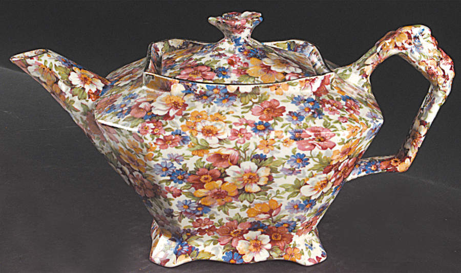 Dubarry (Old, No Globe Backstamp) Square Diamond Teapot & Lid by James Kent (England)-1