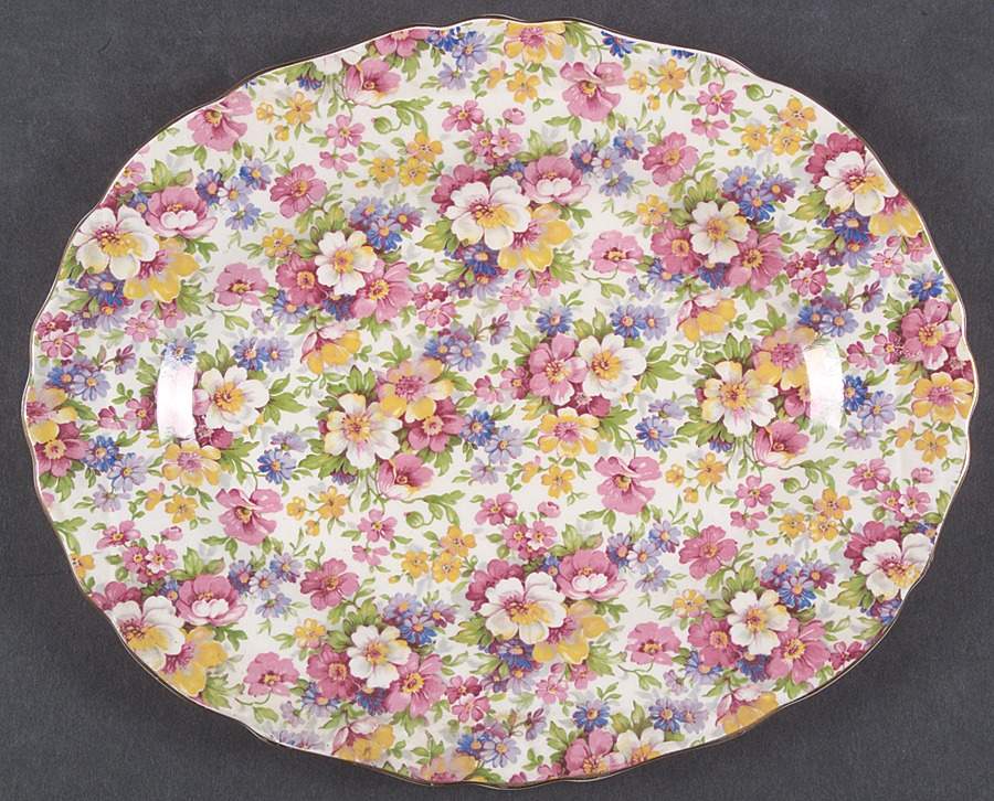 Dubarry (Old, No Globe Backstamp) 10" Oval Serving Platter by James Kent (England)-1