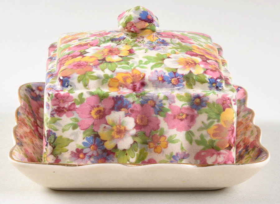 Dubarry (Old, No Globe Backstamp) Square Covered Butter by James Kent (England)-1