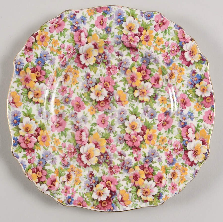 Dubarry (Old, No Globe Backstamp) Square Luncheon Plate by James Kent (England)-1