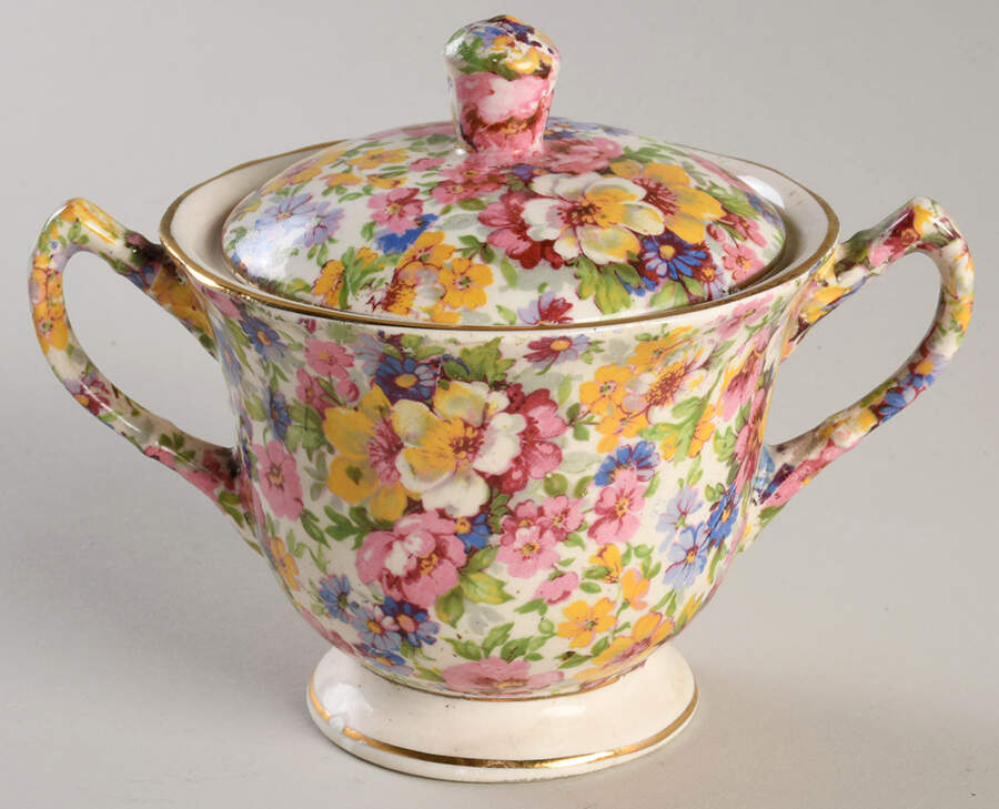 Dubarry (Old, No Globe Backstamp) Sugar Bowl & Lid by James Kent (England)-1