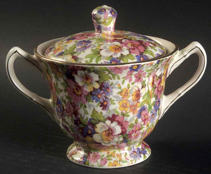 Dubarry (Old, No Globe Backstamp) Sugar Bowl & Lid by James Kent (England)-1
