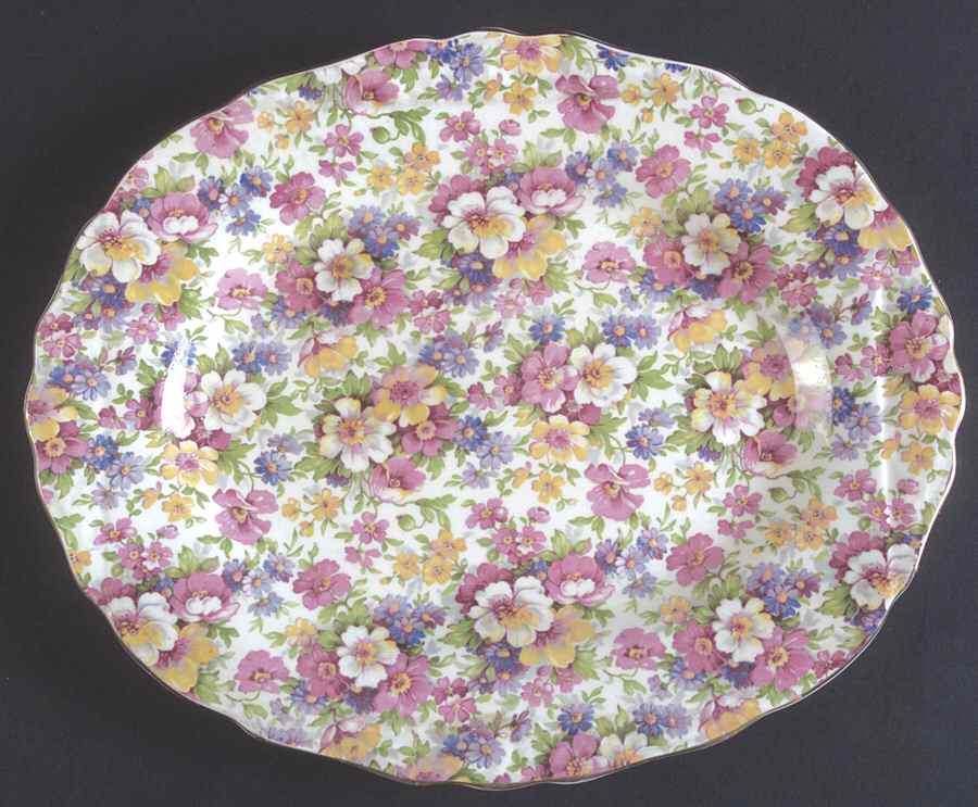 Dubarry (Old, No Globe Backstamp) 9" Oval Serving Platter by James Kent (England)-1