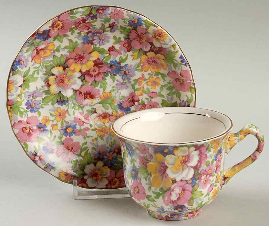 Dubarry (Old, No Globe Backstamp) Flat Demitasse Cup & Saucer Set by James Kent (England)-1