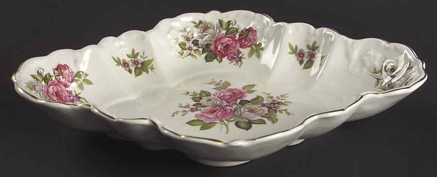 Harmony Rose Oval Scalloped Dish by James Kent (England)-1