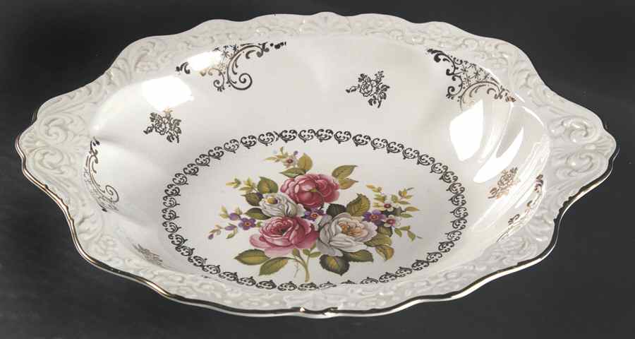 Harmony Rose 12" Oval Vegetable Bowl by James Kent (England)-1