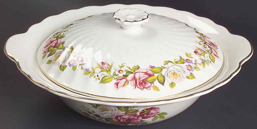 Harmony Rose Round Covered Vegetable by James Kent (England)-1