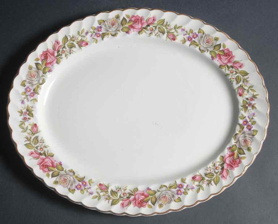 Harmony Rose 13" Oval Serving Platter by James Kent (England)-1