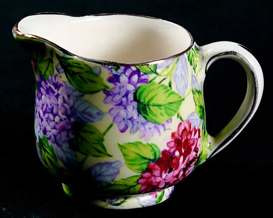Hydrangea Yellow (Old, Yellow Background) Individual Creamer by James Kent (England)-1