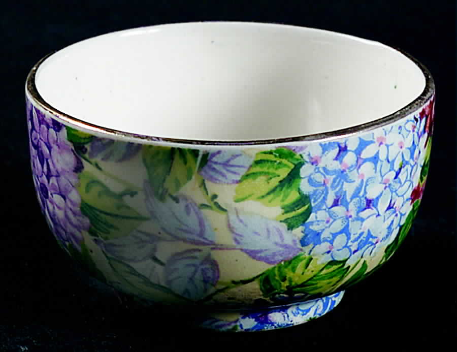 Hydrangea Yellow (Old, Yellow Background) Individual Open Sugar Bowl by James Kent (England)-1