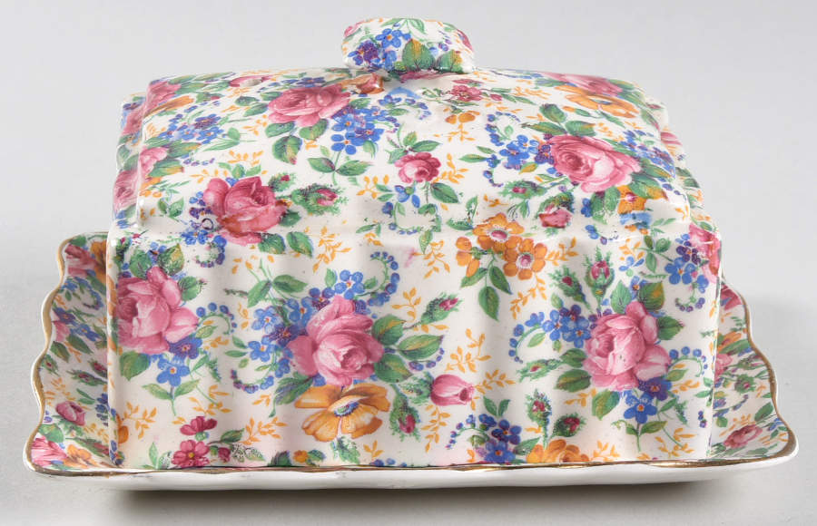 Rosalynde (Old, No Globe Stamp) Rectangular Covered Butter by James Kent (England)-1
