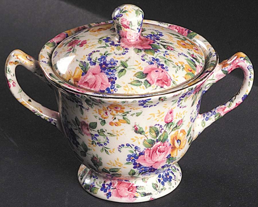 Rosalynde (Old, No Globe Stamp) Sugar Bowl & Lid by James Kent (England)-1