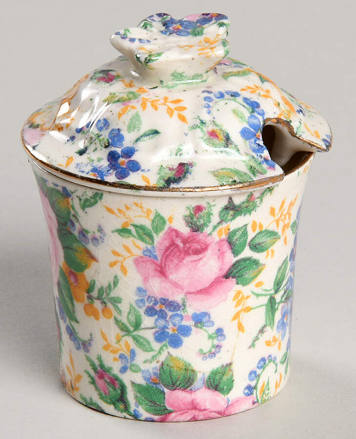 Rosalynde (Old, No Globe Stamp) Mustard Jar & Lid by James Kent (England)-1