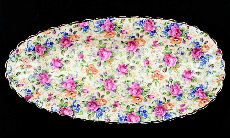 Rosalynde (Old, No Globe Stamp) Cucumber Tray by James Kent (England)-1