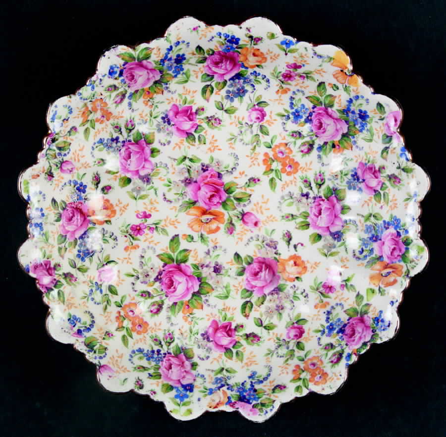 Rosalynde (Old, No Globe Stamp) 8" Round Shell Tray by James Kent (England)-1