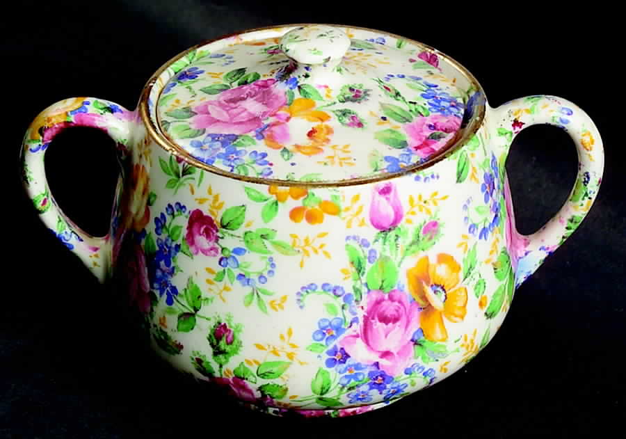 Rosalynde (Old, No Globe Stamp) Mini Sugar Bowl & Lid by James Kent (England)-1