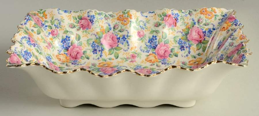 Rosalynde (Old, No Globe Stamp) 10" Rectangular Vegetable Bowl by James Kent (England)-1