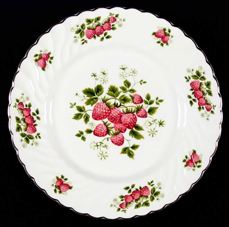 Strawberry (Gold Trim, No Butterflies) Dinner Plate by James Kent (England)-1