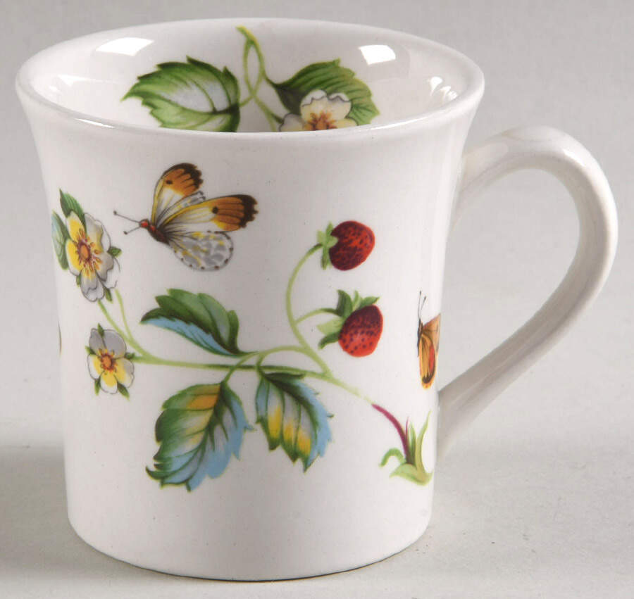 Strawberry (Green Trim, Butterflies) Mug by James Kent (England)-1