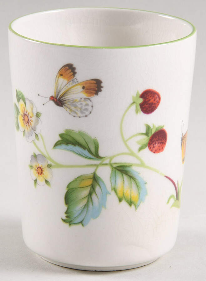 Strawberry (Green Trim, Butterflies) China Bathroom Tumbler by James Kent (England)-1