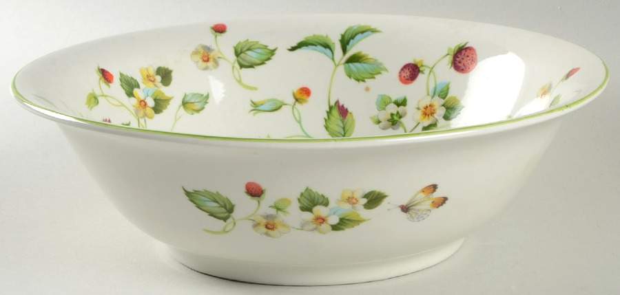 Strawberry (Green Trim, Butterflies) 9" Salad Serving Bowl by James Kent (England)-1