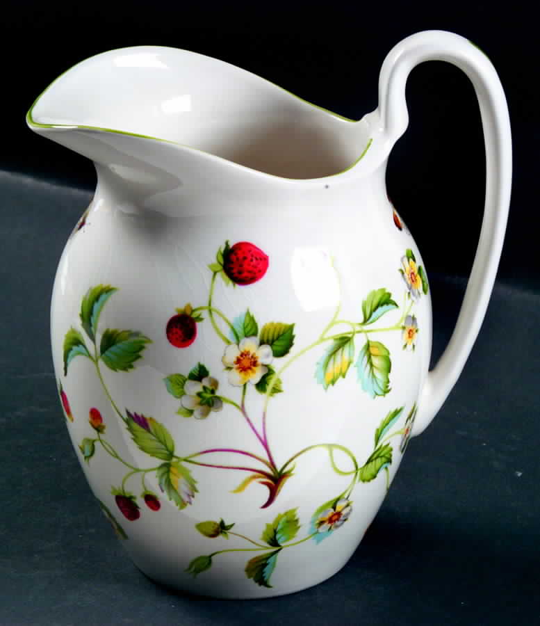 Strawberry (Green Trim, Butterflies) 40 Oz Pitcher by James Kent (England)-1