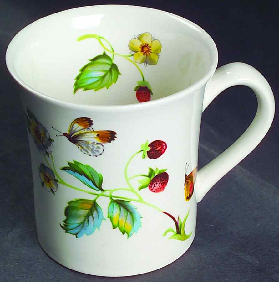Strawberry (Green Trim, Butterflies) Mug by James Kent (England)-1