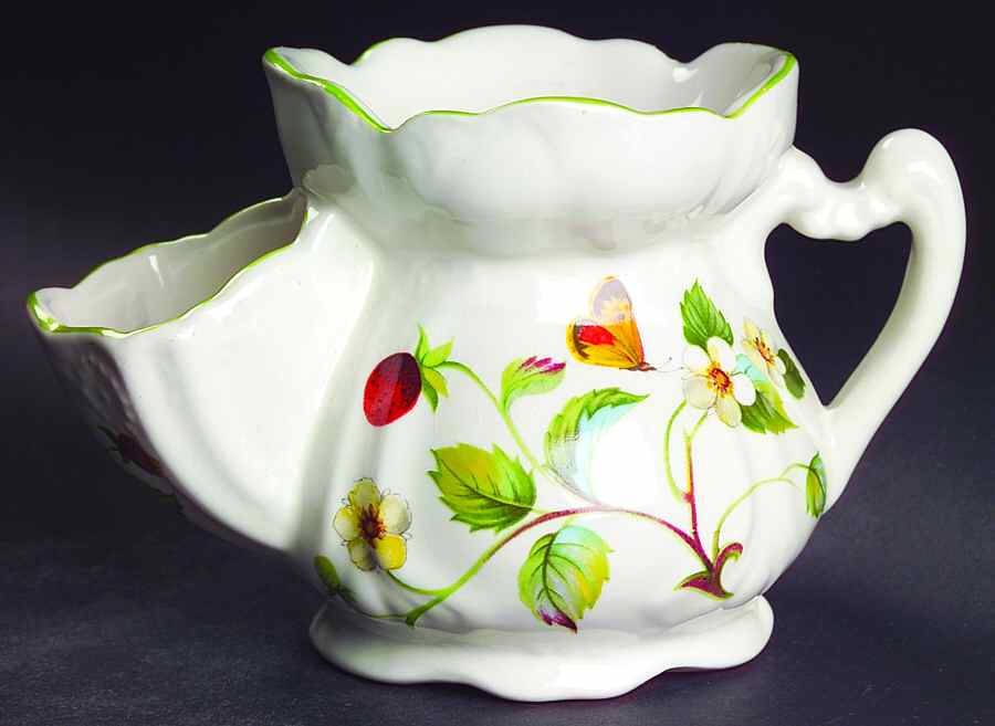Strawberry (Green Trim, Butterflies) Shaving Mug by James Kent (England)-1