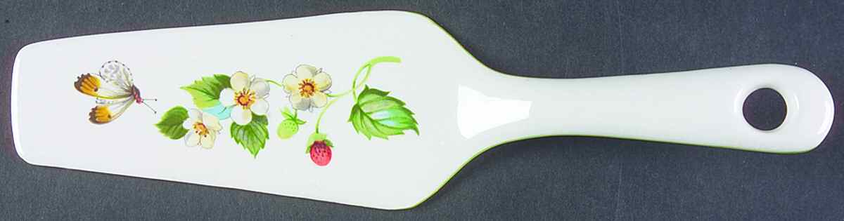Strawberry (Green Trim, Butterflies) Solid Ceramic Pie/Cake Server by James Kent (England)-1