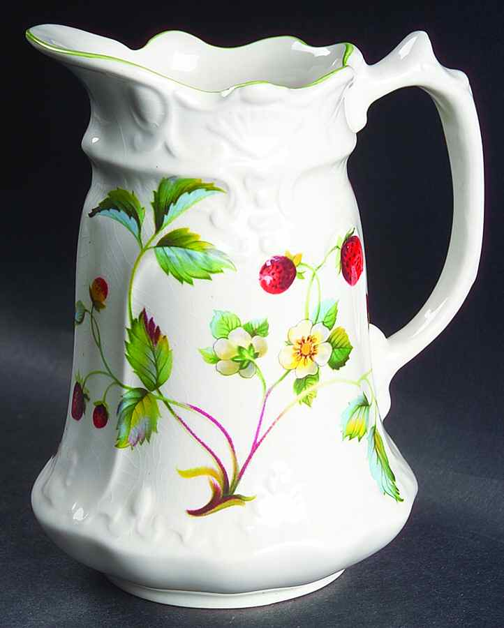 Strawberry (Green Trim, Butterflies) 16 Oz Pitcher by James Kent (England)-1
