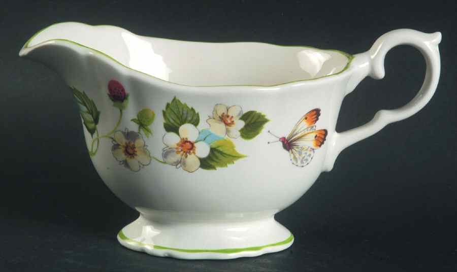 Strawberry (Green Trim, Butterflies) Mini Creamer by James Kent (England)-1