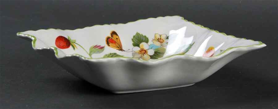 Strawberry (Green Trim, Butterflies) Nut Dish by James Kent (England)-1