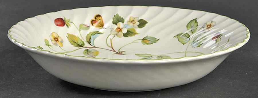 Strawberry (Green Trim, Butterflies) Coupe Soup Bowl by James Kent (England)-1