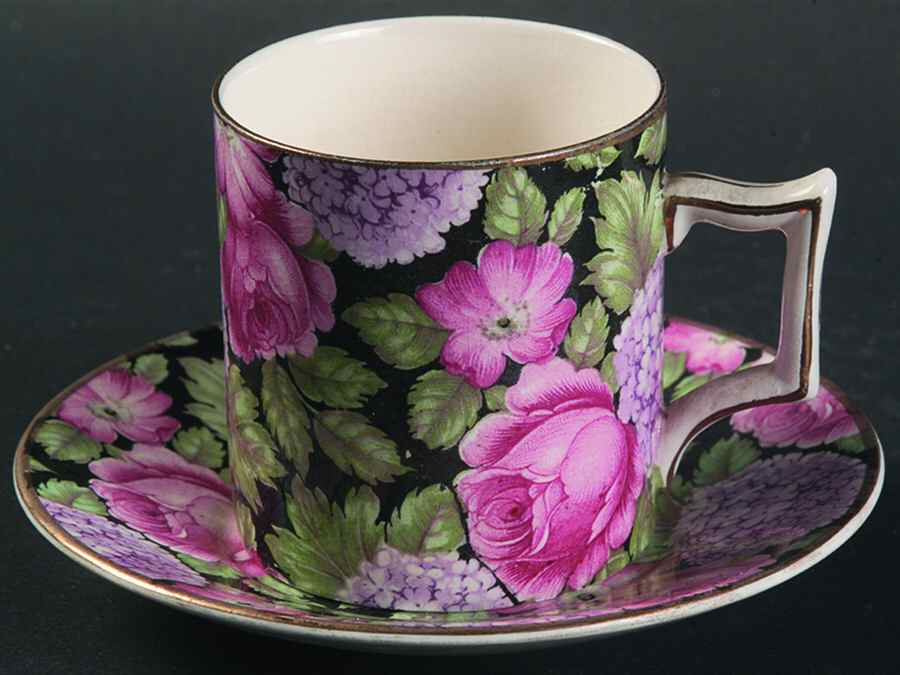 Tapestry (England) Flat Demitasse Cup & Saucer Set by James Kent (England)-1