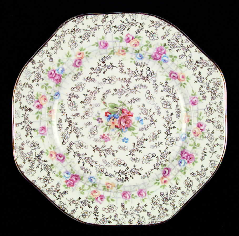 Trellis Rose (Multisided, England) Luncheon Plate by James Kent (England)-1