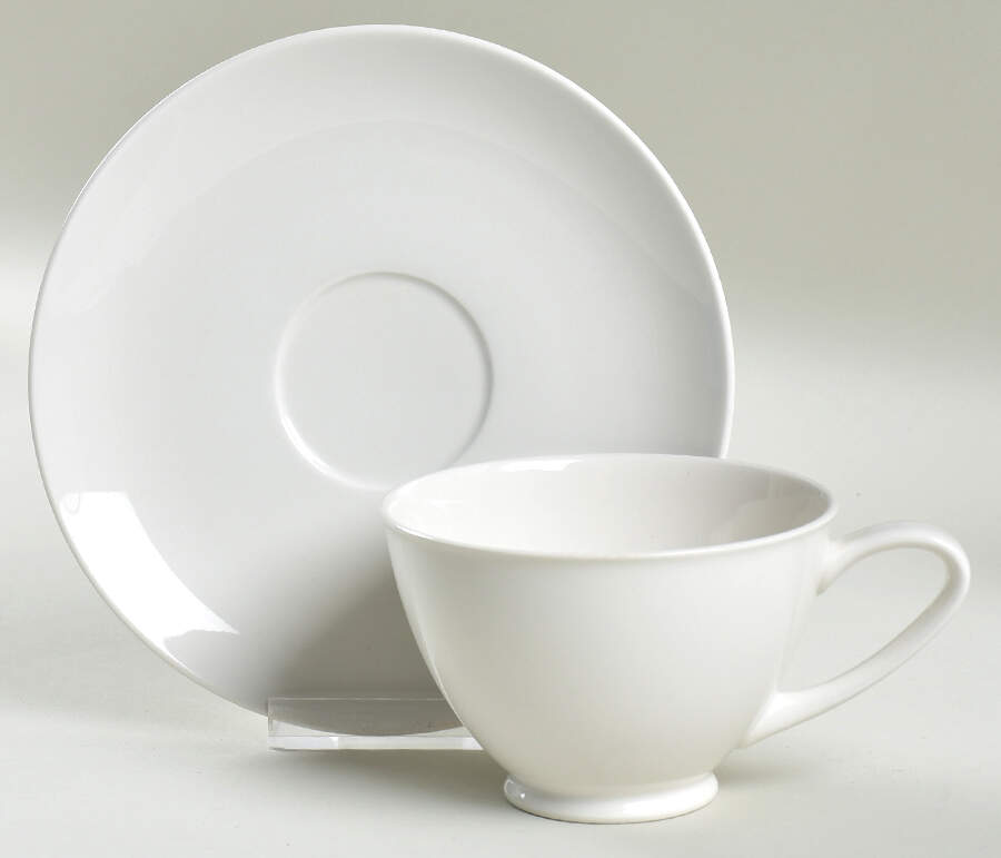 Glacier (No Trim) Footed Cup & Saucer Set by Kokura-1