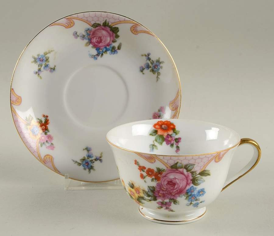 Bridal Rose Footed Cup & Saucer Set by Kongo-1