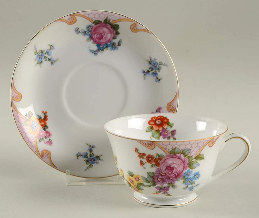 Bridal Rose Footed Cup & Saucer Set by Kongo-1