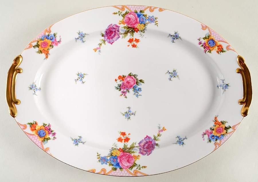 Bridal Rose 16" Oval Serving Platter by Kongo-1
