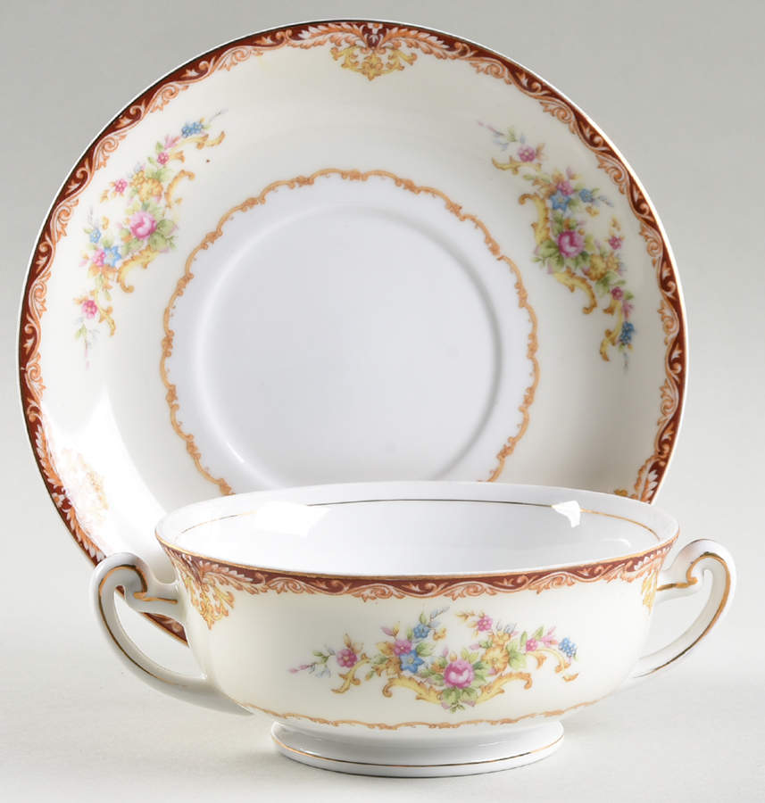 Dudley Footed Cream Soup Bowl & Saucer Set by Kongo-1