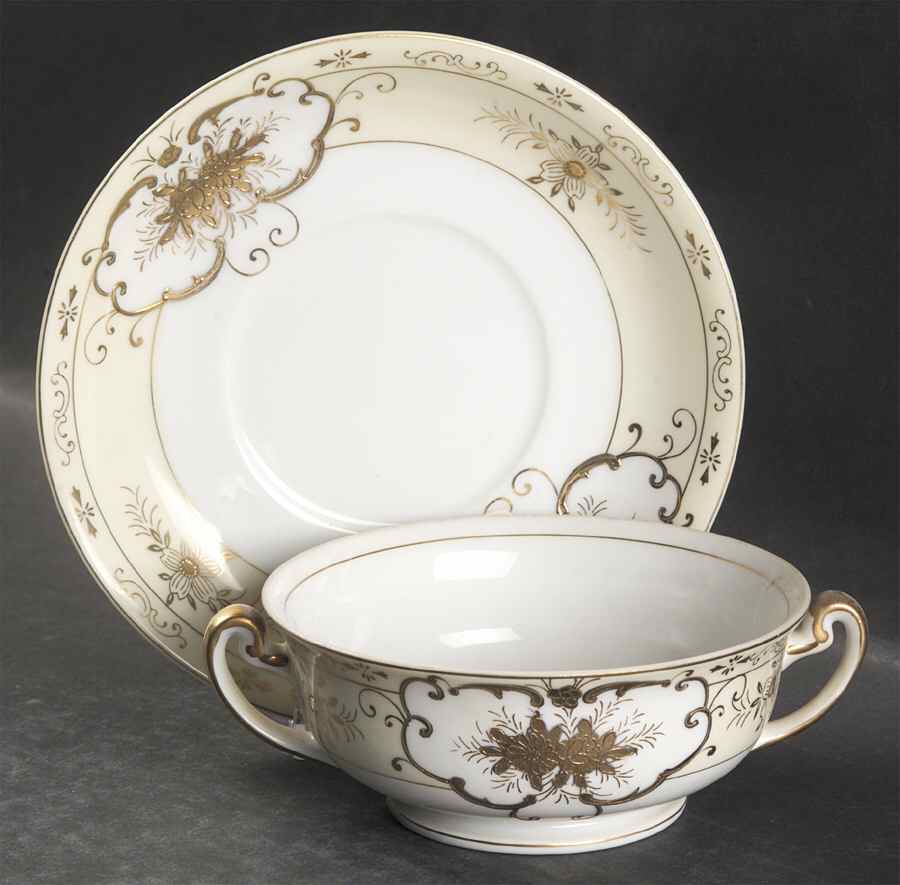 KON1 Footed Cream Soup Bowl & Saucer Set by Kongo-1