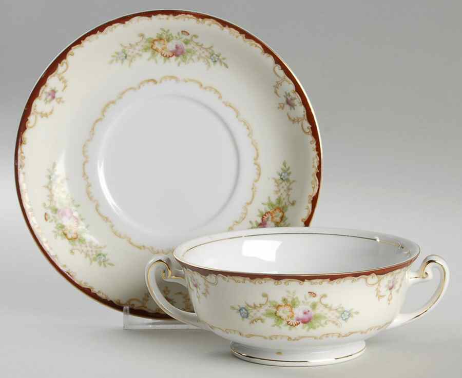 KON10 Footed Cream Soup Bowl & Saucer Set by Kongo-1