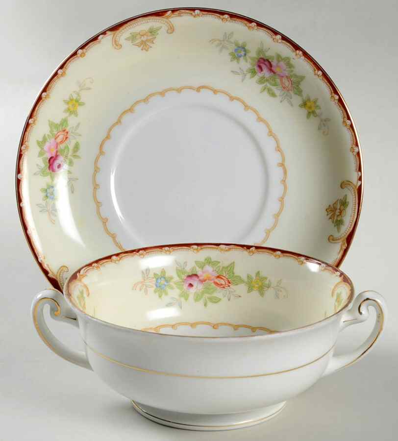 KON31 Footed Cream Soup Bowl & Saucer Set by Kongo-1