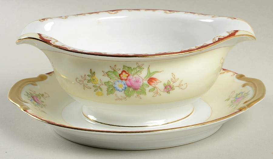 KON37 (JAPAN) Gravy Boat with Attached Underplate by Kongo-1