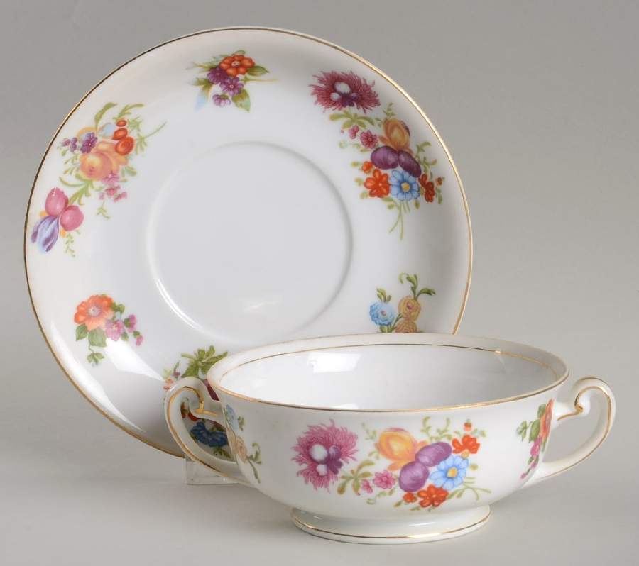 KON53 Footed Cream Soup Bowl & Saucer Set by Kongo-1