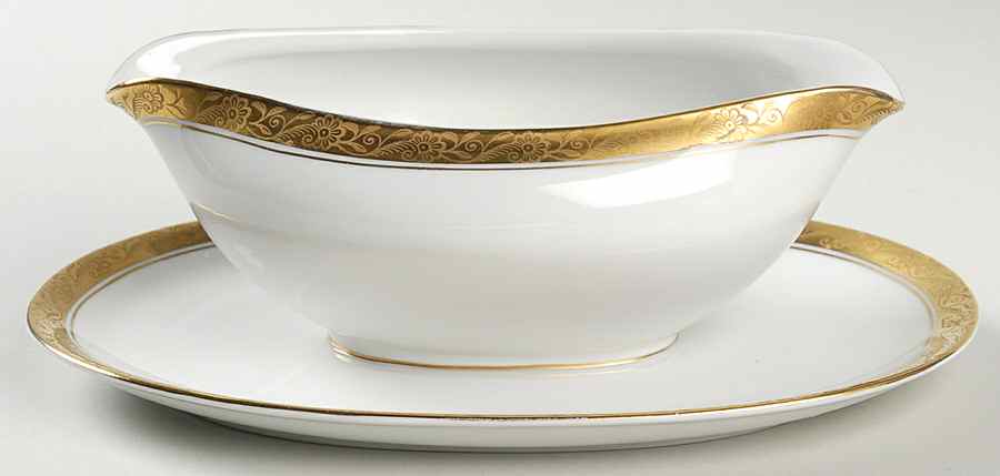 404 Gravy Boat with Attached Underplate by KPM-1