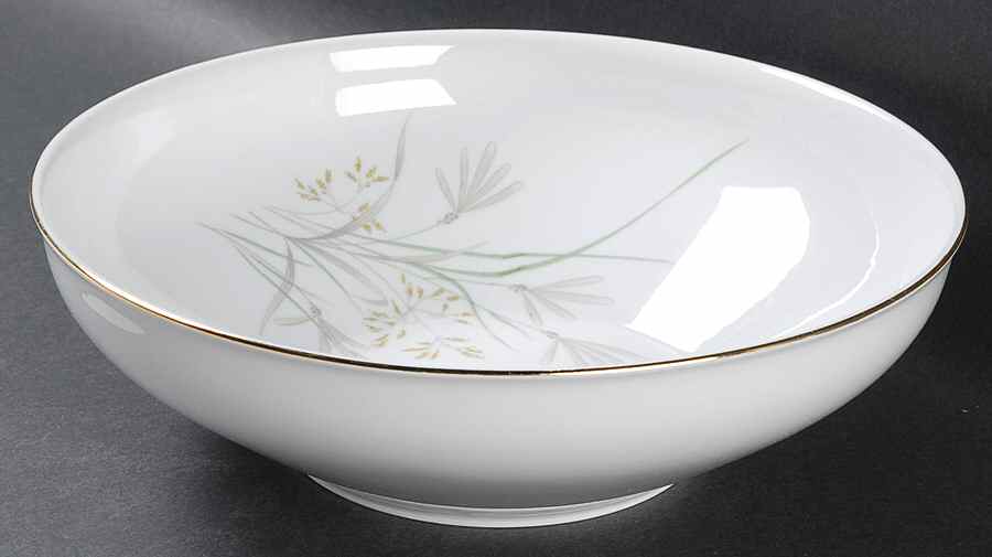 606 (White, Gold Trim) 9" Round Vegetable Bowl by KPM-1